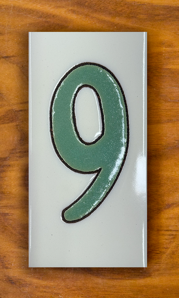 Plain Green on White 3x6 Address Number Tiles
