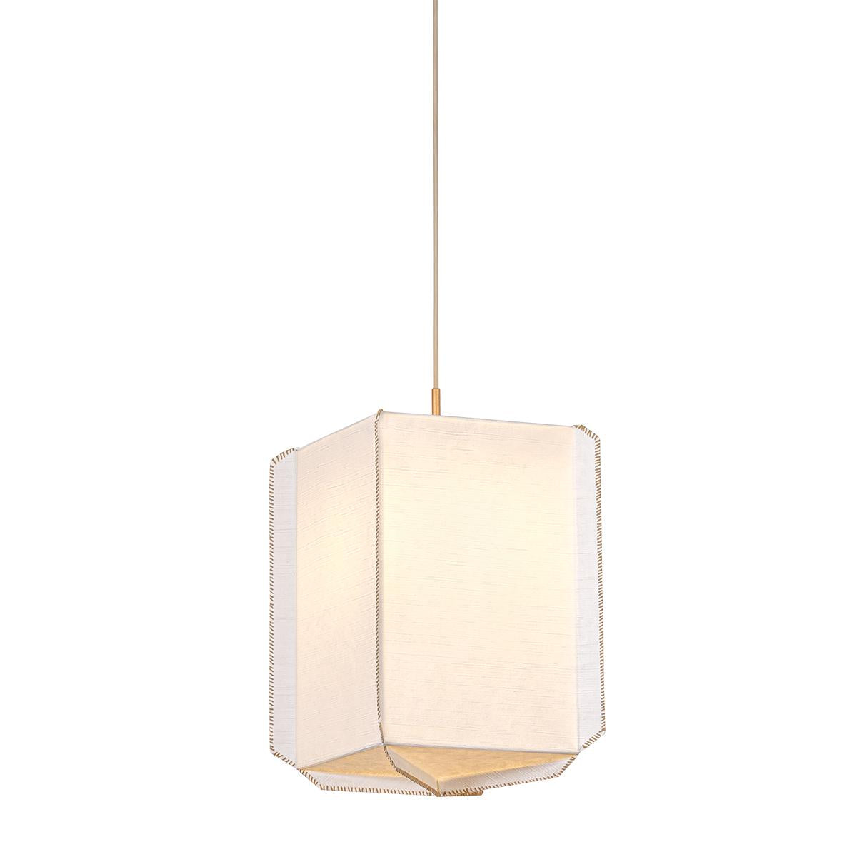Louise 1-light pendant with a white Japanese rice paper shade and whipstitched edges.