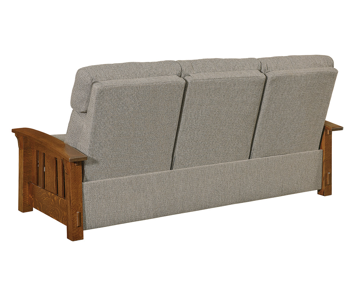 Craftsman Slat Wood Arm Sofa Recliner