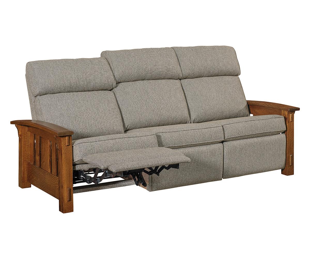 Craftsman Slat Wood Arm Sofa Recliner