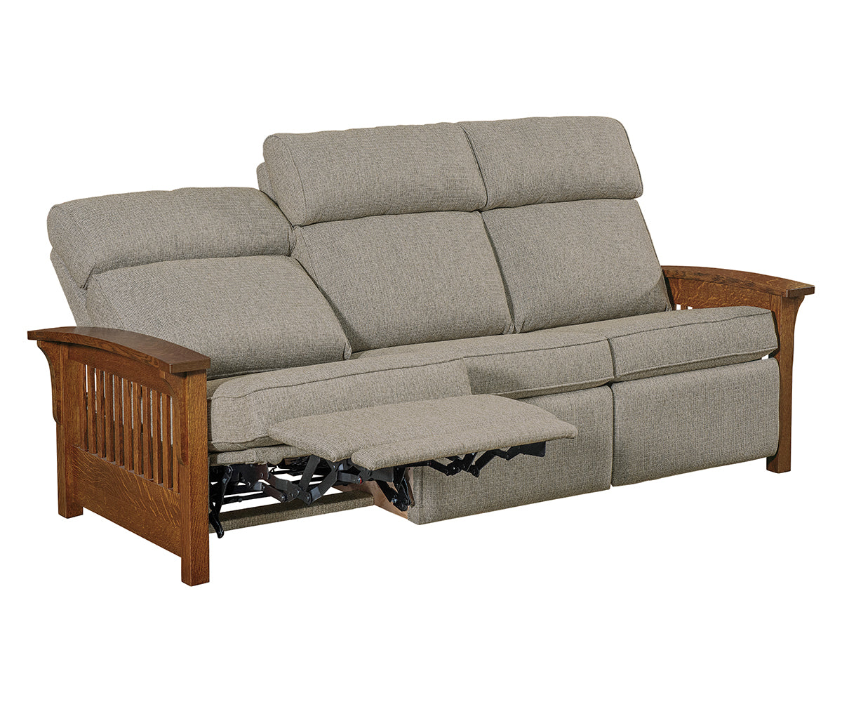Prairie Mission Wood Arm Sofa Recliner