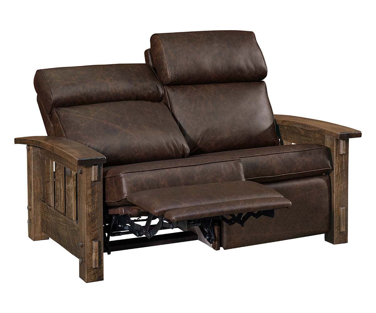 Mountain Roughsawn Wood Loveseat Recliner