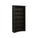 Dark stained maple Arch Bookcase with six shelves and a subtle arched top and bottom.