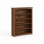 Arch Bookcase in dark stained wood with five shelves and a subtle arched top and bottom.