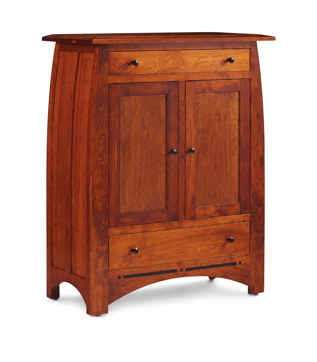 Aspen solid wood 2-door console cabinet with drawers and inlay detailing
