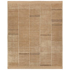Bezem hand-knotted wool rug in beige and brown with a textured, linear grid pattern.