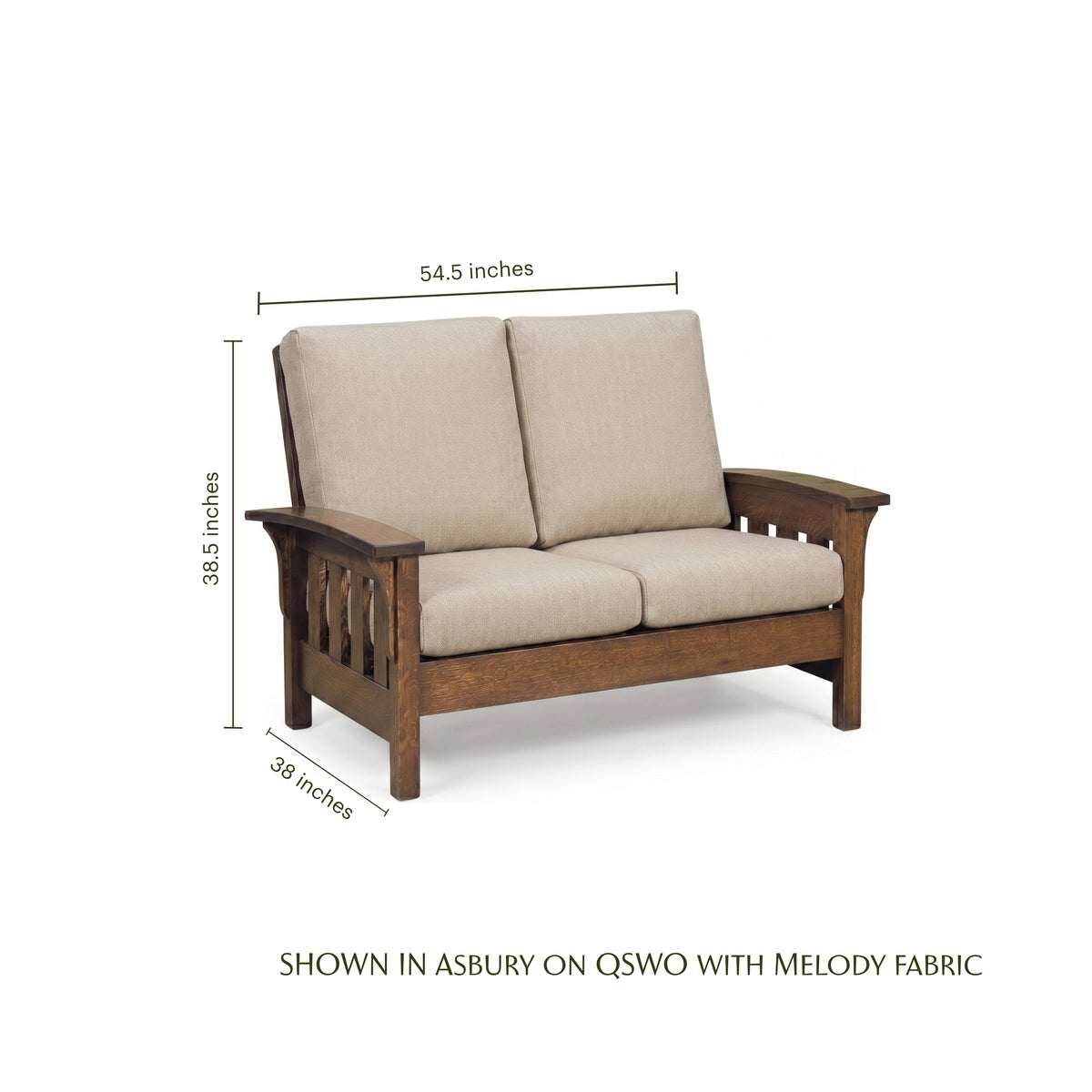 Bent Arm Wood Loveseat