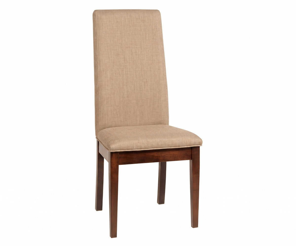 Bradbury Side Chair with beige fabric upholstery and dark wood legs