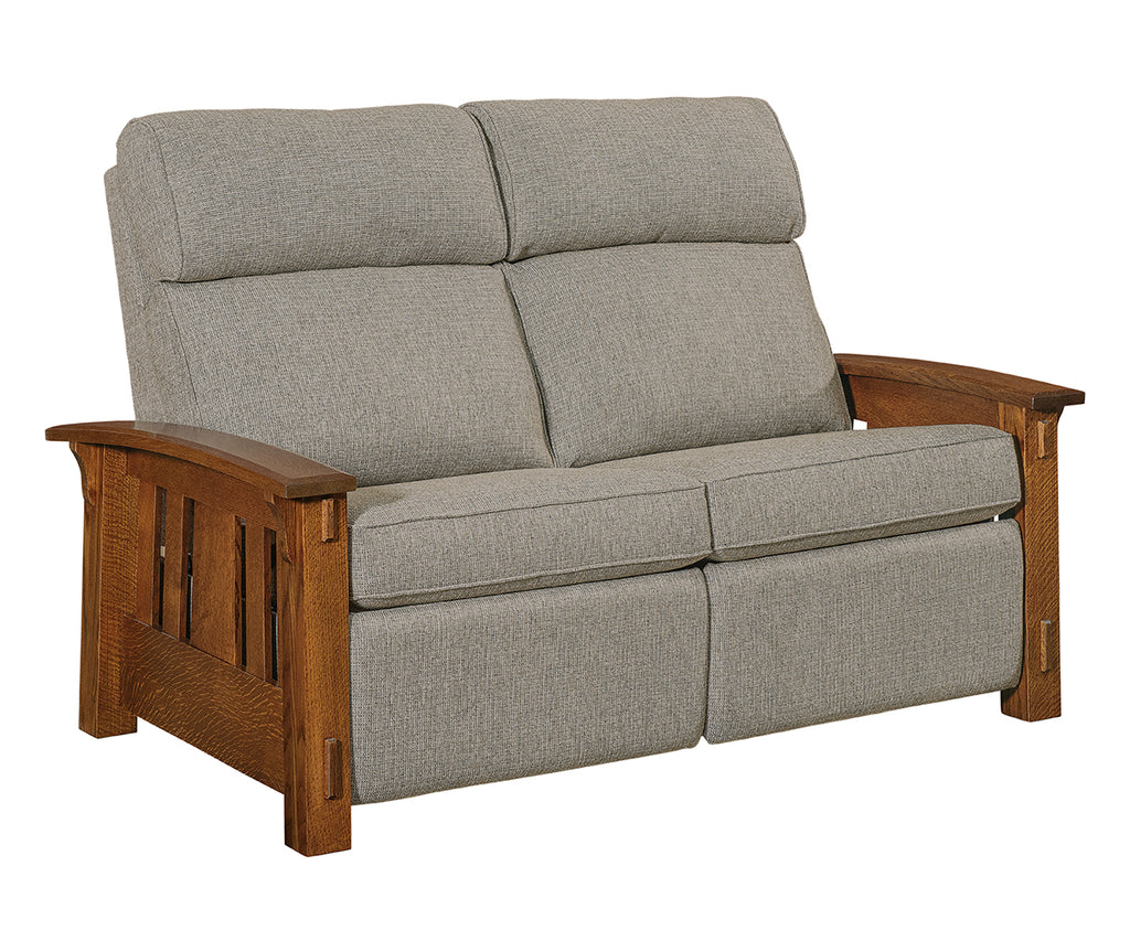 Craftsman Slat Wood Arm Loveseat Recliner