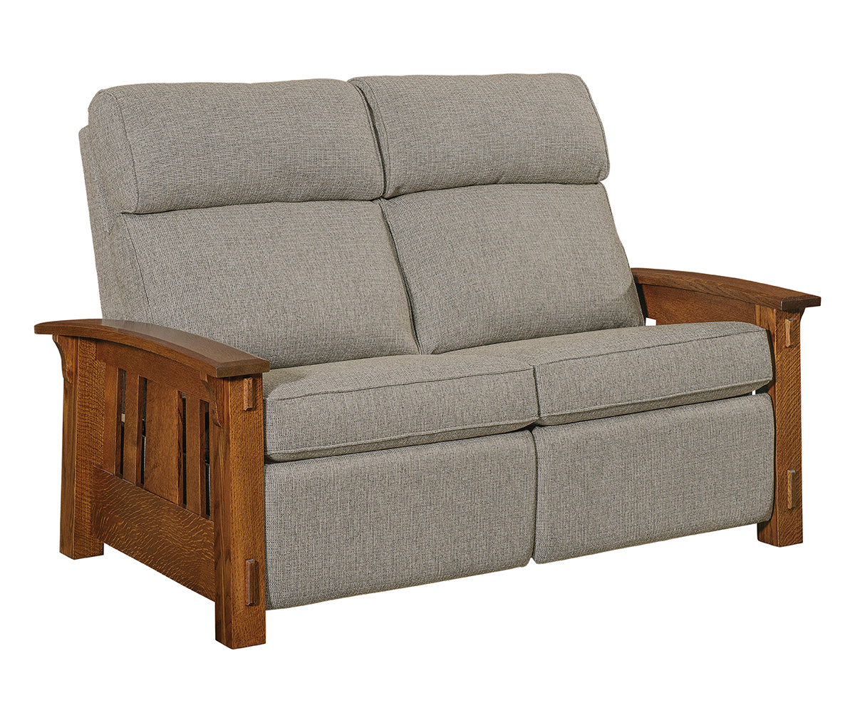 Craftsman Slat Wood Arm Loveseat Recliner