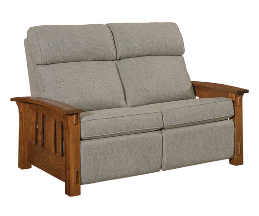 Craftsman Slat Wood Arm Loveseat Recliner