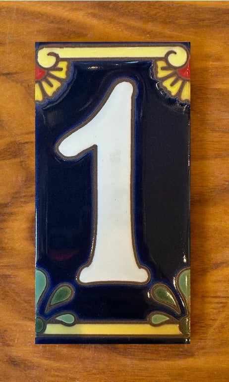 Calla Lily White on Blue 3x6 Address Number Tiles