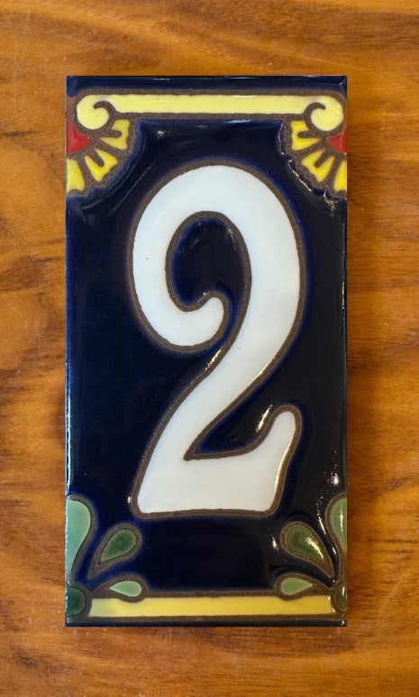 Calla Lily White on Blue 3x6 Address Number Tiles