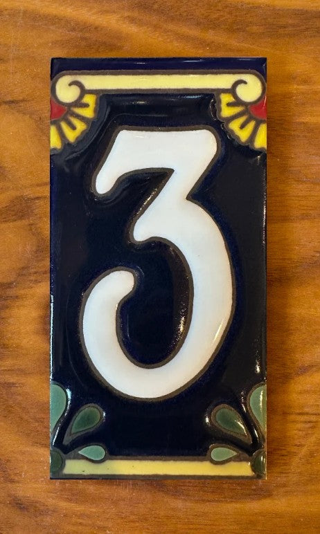 Calla Lily White on Blue 3x6 Address Number Tiles