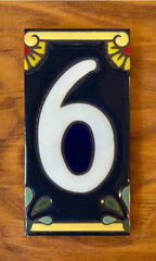 Calla Lily White on Blue 3x6 Address Number Tiles