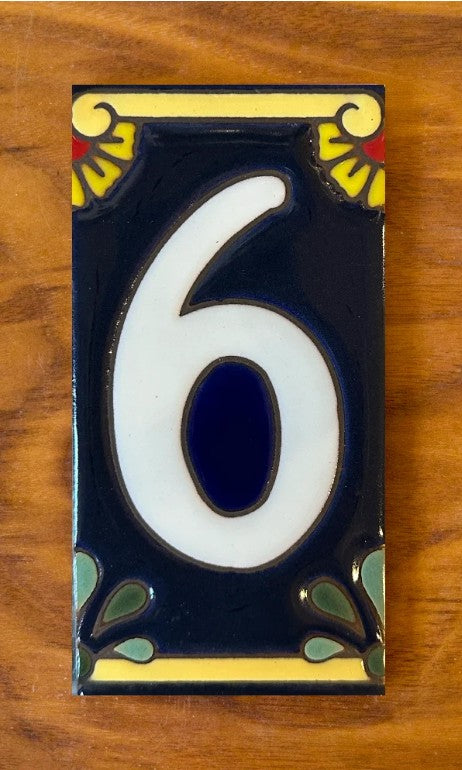 Calla Lily White on Blue 3x6 Address Number Tiles