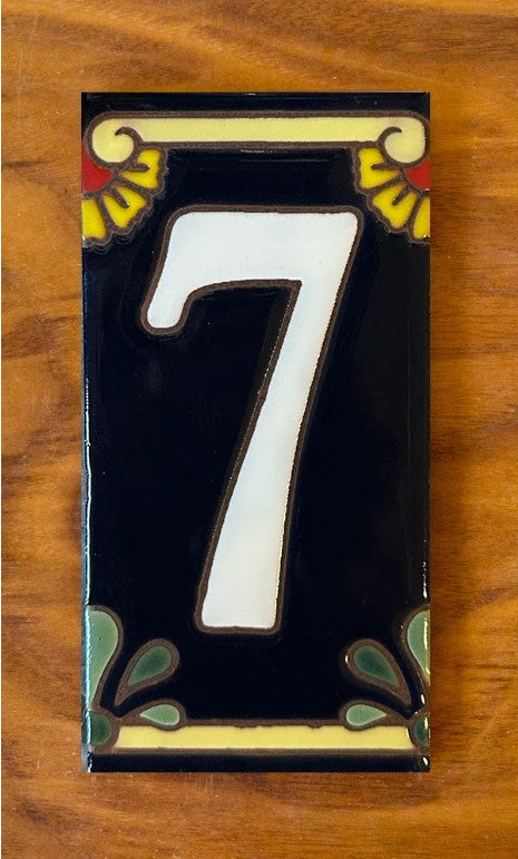 Calla Lily White on Blue 3x6 Address Number Tiles