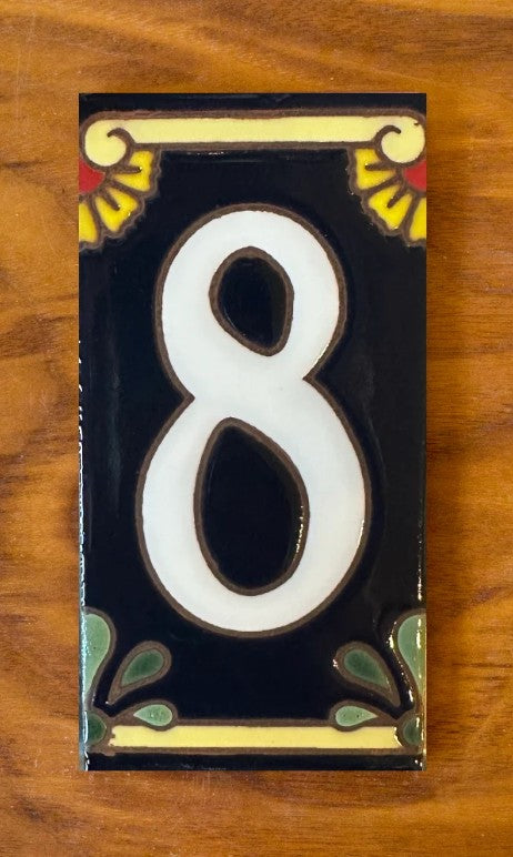 Calla Lily White on Blue 3x6 Address Number Tiles