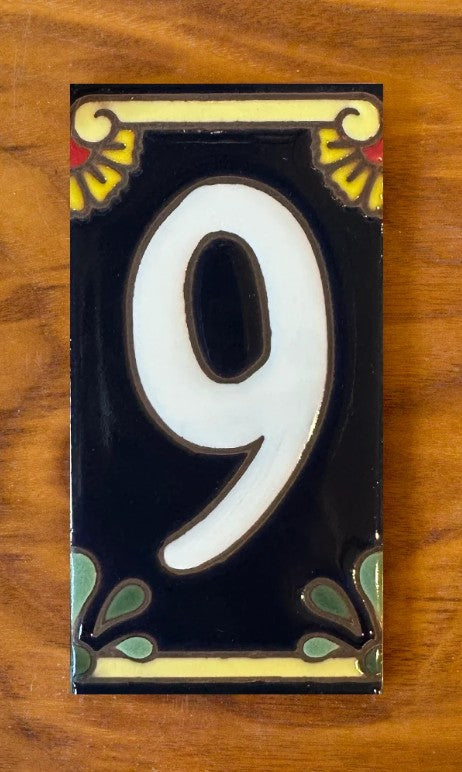 Calla Lily White on Blue 3x6 Address Number Tiles