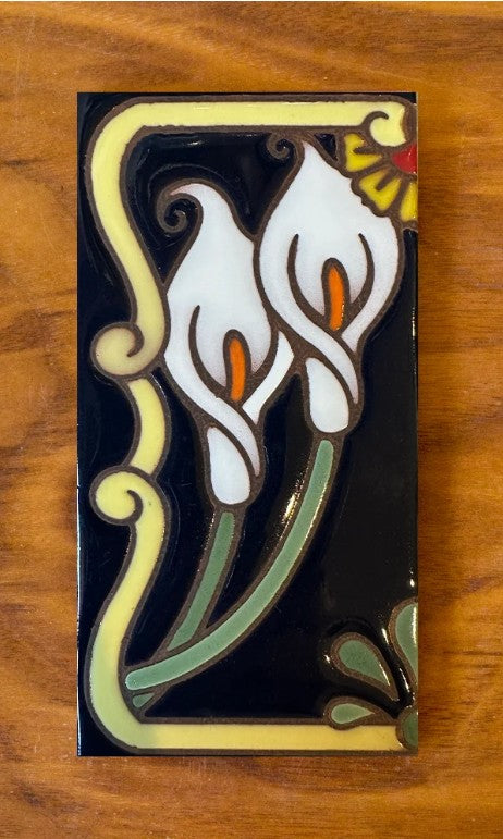 Calla Lily White on Blue 3x6 Address Number Tiles