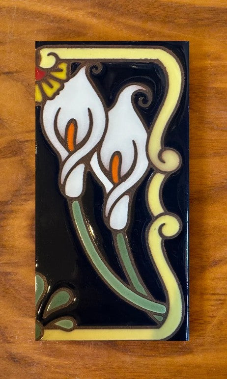 Calla Lily White on Blue 3x6 Address Number Tiles