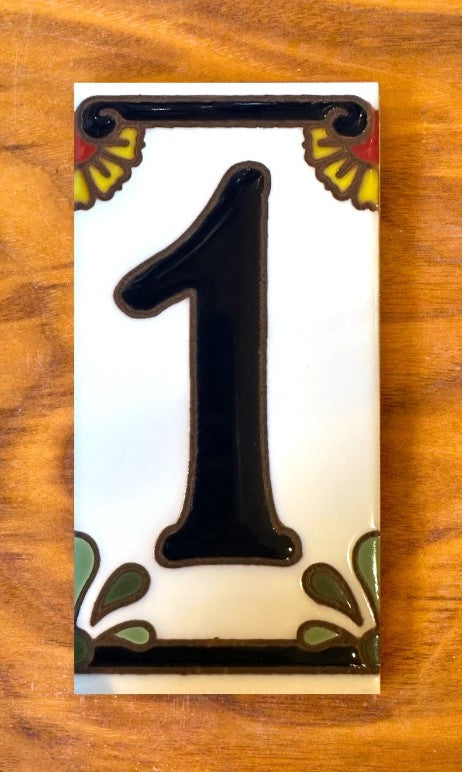 Calla Lily Blue on White 3x6 Address Number Tiles