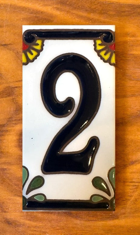 Calla Lily Blue on White 3x6 Address Number Tiles