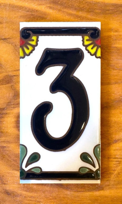 Calla Lily Blue on White 3x6 Address Number Tiles