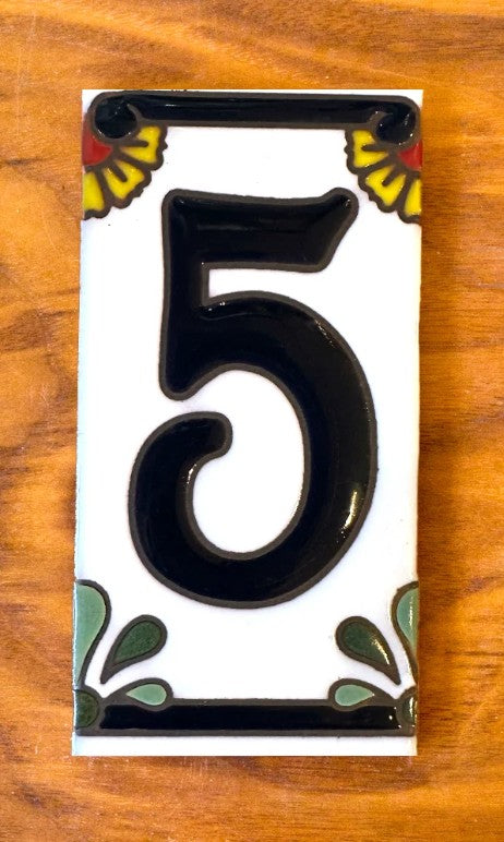 Calla Lily Blue on White 3x6 Address Number Tiles