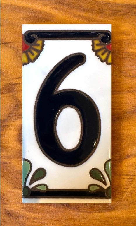 Calla Lily Blue on White 3x6 Address Number Tiles