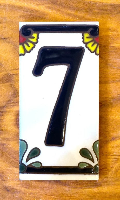 Calla Lily Blue on White 3x6 Address Number Tiles