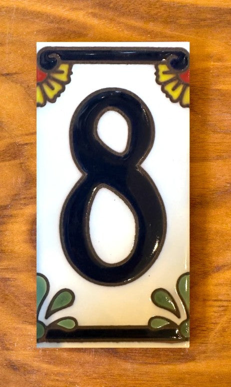 Calla Lily Blue on White 3x6 Address Number Tiles