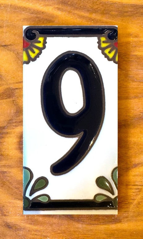Calla Lily Blue on White 3x6 Address Number Tiles