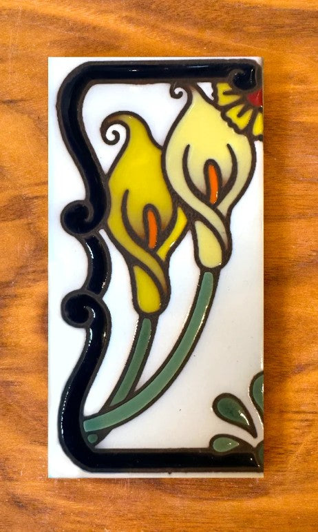 Calla Lily Blue on White 3x6 Address Number Tiles