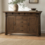 MaRyan Craftsman-style sideboard in bourbon-stained oak with corbels and drawers