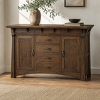 MaRyan Craftsman-style sideboard in bourbon-stained oak with corbels and drawers