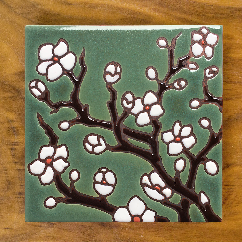 Cherry Blossoms Art Tile Trivet-6x6