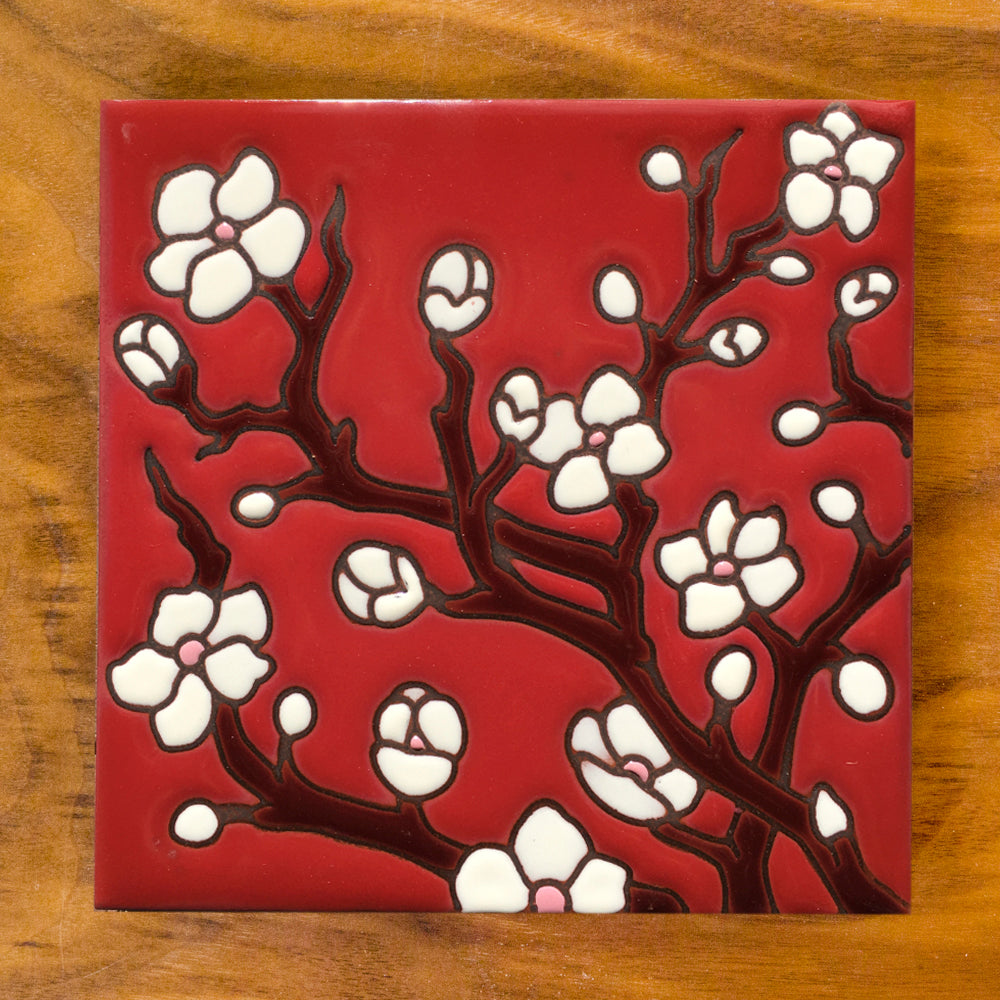 Cherry Blossoms Art Tile Trivet-6x6
