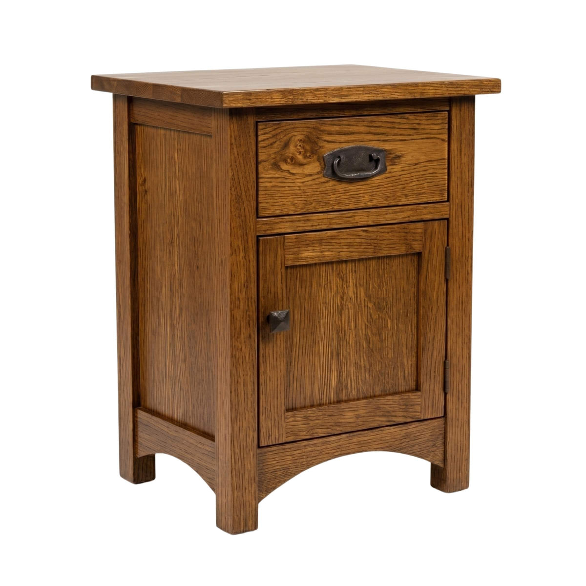 Claremont Mission solid wood nightstand with drawer and cabinet in a warm brown finish