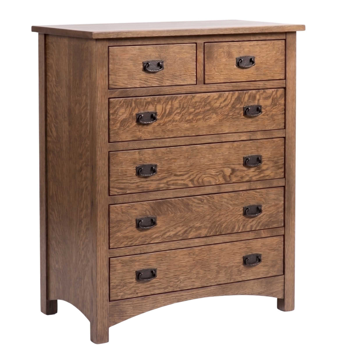 Claremont Mission Chest in medium brown oak wood with dark metal hardware.
