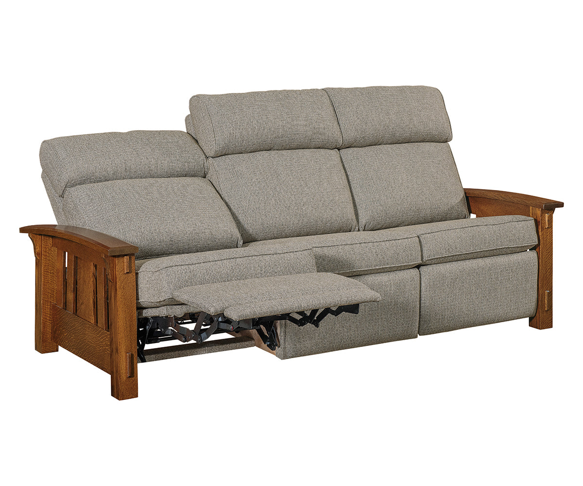 Craftsman Slat Wood Arm Sofa Recliner