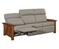 Craftsman Slat Wood Arm Sofa Recliner