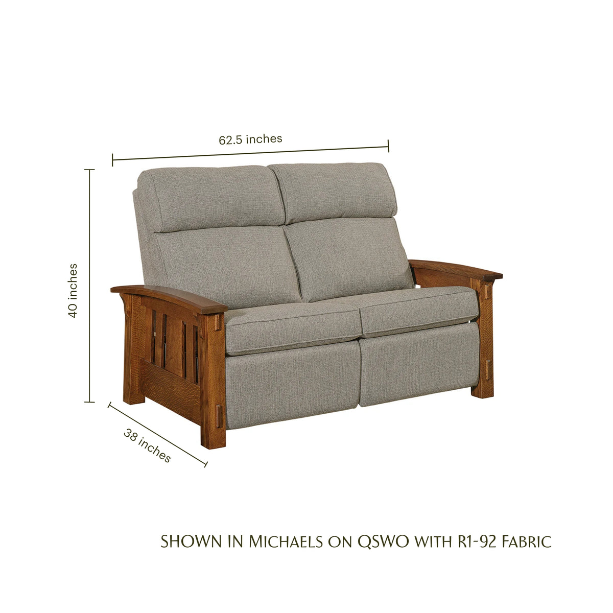 Craftsman Slat Wood Arm Loveseat Recliner