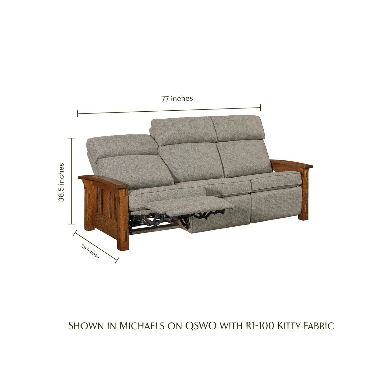 Craftsman Slat Wood Arm Sofa Recliner