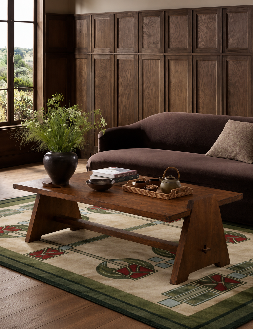 Craftsman Rose Hand Knotted Wool Rug