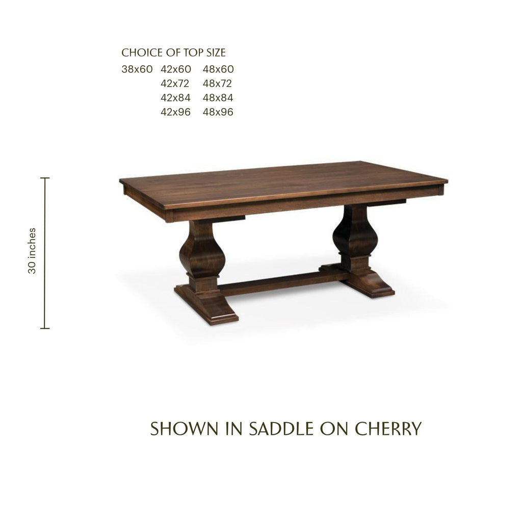 Crawford Double Pedestal Table - Solid Top