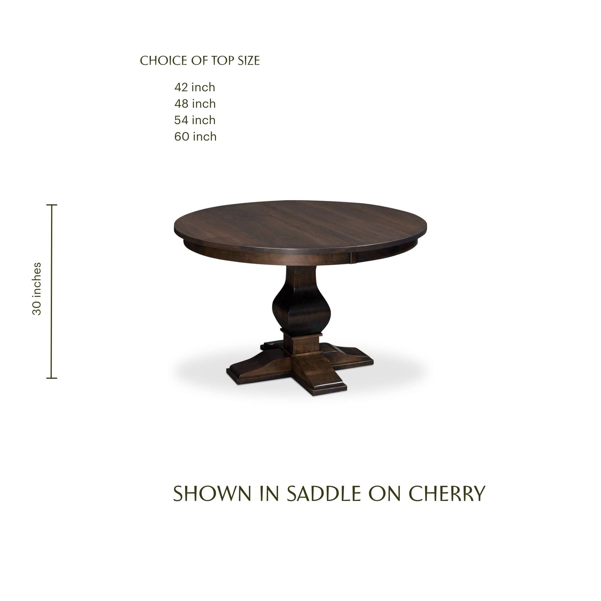Crawford Single Pedestal Table - Solid Top