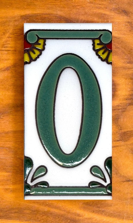 Dragonfly Green on White 3x6 Address Number Tiles