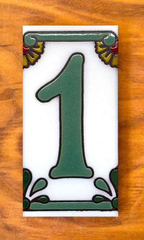 Dragonfly Green on White 3x6 Address Number Tiles