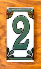 Dragonfly Green on White 3x6 Address Number Tiles